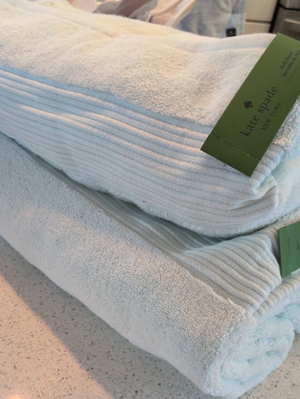 KATE SPADE pale blue ribbed-edge bath towels Large 2